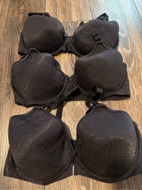 Black Patterned Underwire Bra - 3 Pack lot Bali 38C